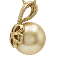 Golden South Sea Button Pearl 9ct Pendant