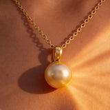 Golden South Sea Button Pearl 9ct Pendant