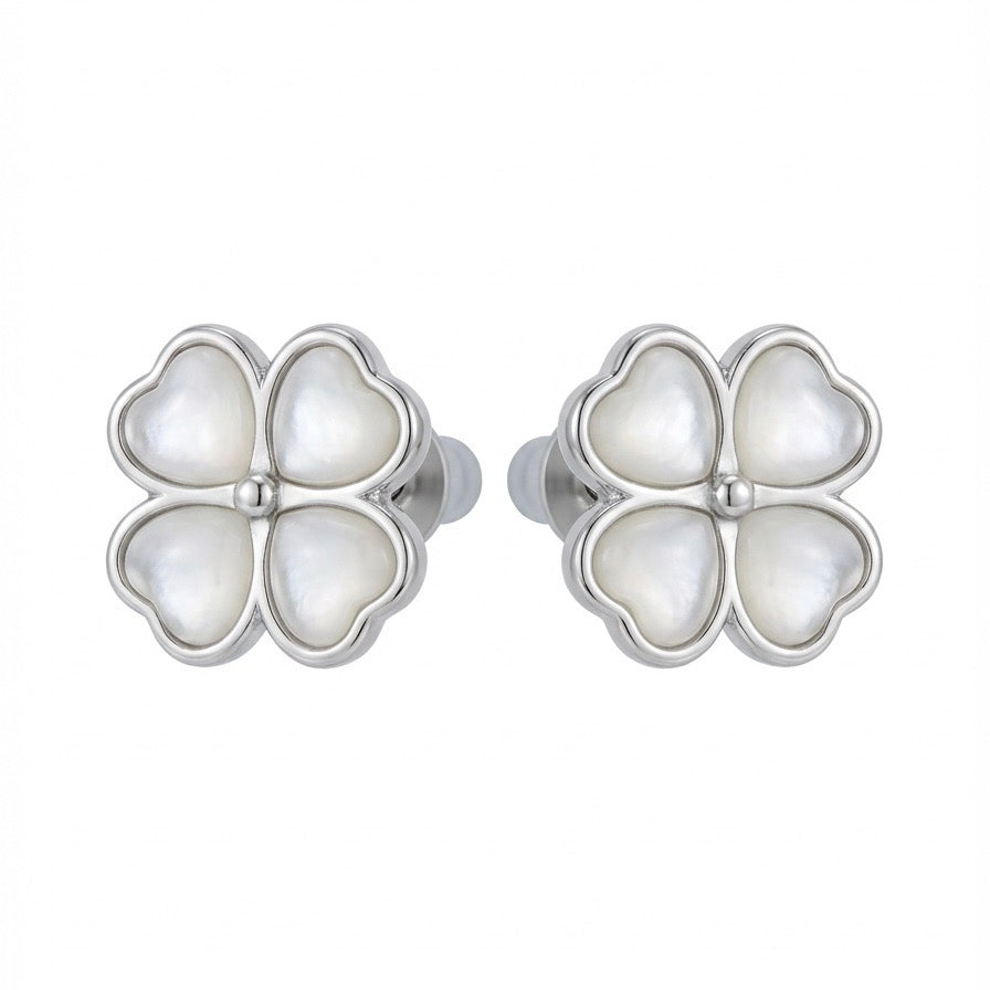Mother of Pearl Pinctada Flower Stud Earrings