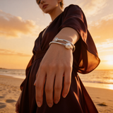 Cultured Freshwater Pearl and Zirconia Flexi Bangle