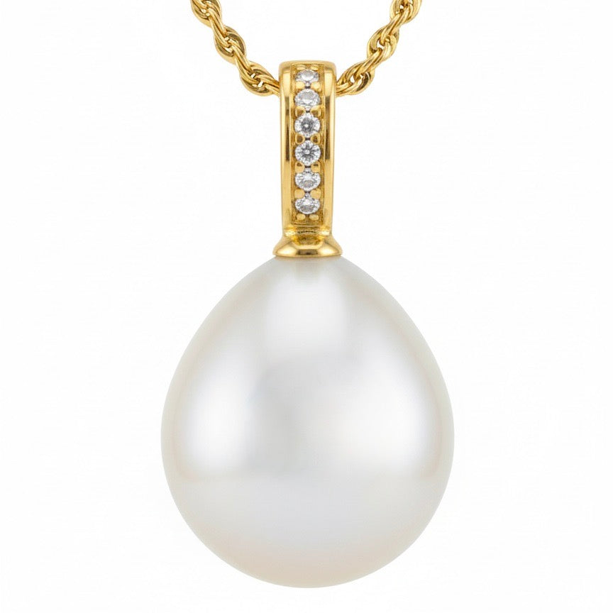 Cultured Broome Pearl Diamond 9ct Pendant
