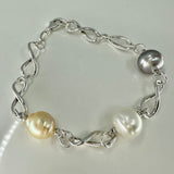 Broome Pearl, Tahitian, Golden South Sea Silver 925 Bracelet