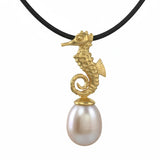 Cultured Freshwater Pearl Sterling Silver Seahorse Pendant