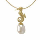 Cultured Freshwater Pearl Sterling Silver Seahorse Pendant