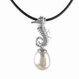Cultured Freshwater Pearl Sterling Silver Seahorse Pendant