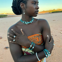 Cultured Freshwater Pearl Leather Turquoise Bracelet 