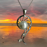 18ct White Gold Broome Pearl Diamond Mangrove Pendant