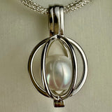 925 Large Cage Broome Pearl Pendant and Necklace