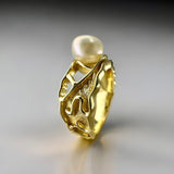 Cultured Freshwater Pearl "Rock Pool" Ring Gold