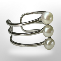 Stacked Pearl Sterling Silver Ring