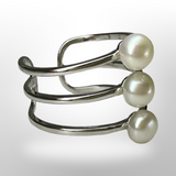 Stacked Pearl Sterling Silver Ring