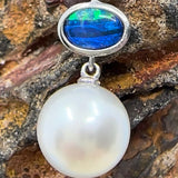 Cultured Broome Pearl Australian Opal Silver Pendant