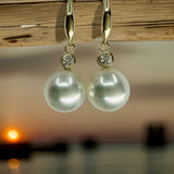 Flawless Australian Broome Pearl Diamond Hook Earrings