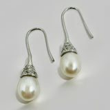 Cultured Freshwater Pearl & Cubic Zirconia Earrings Gold
