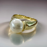 Classic Style Cultured Freshwater White Pearl Ring Gold 70% OFF!!