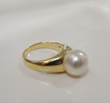 Cultured Freshwater White Pearl Ring Gold