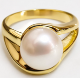 Cultured Freshwater Pearl Swirl Gold Ring