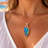 Australian Lightning Ridge Opal Rose Gold Pendant