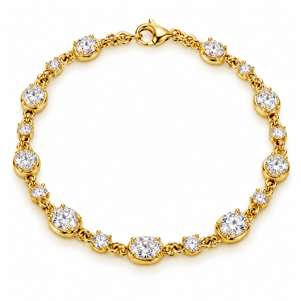 Lab Grown Diamond Gold 14ct Yellow Chain Bracelet