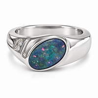 Sterling Silver Australian Opal CZ Ring