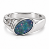 Sterling Silver Australian Opal CZ Unisex Ring
