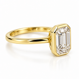 3ct Lab Diamond Emerald Cut 14ct Yellow Gold Ring