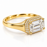 3ct Lab Diamond Emeral Cut 14ct Yellow Gold Ring