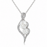 925 Silver Mother of Pearl CZ fancy Flower Pendant