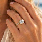 3ct Lab Diamond Cushion 14ct Yellow Gold Ring