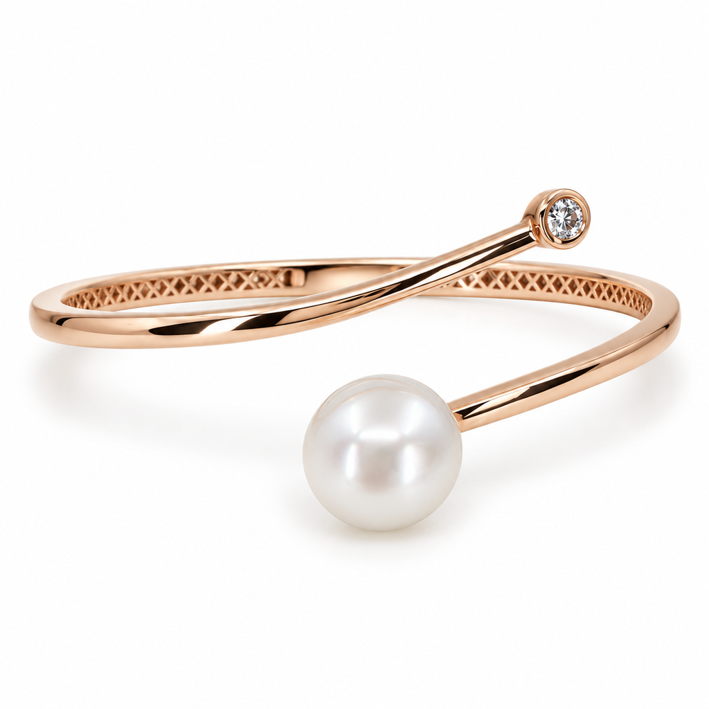 Broome Pearl 9ct Rose Gold Diamond Bangle