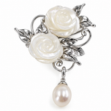 925 Silver Mother of Pearl Flower Brooch 