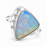 Australian White Solid Opal 925 Ring