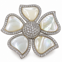 Silver Mother of Pearl Flower Brooch
