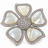 Silver Mother of Pearl Flower Brooch