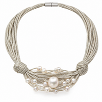 Cultured Freshwater Pearl Multi Strand Silk Necklace