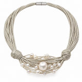 Cultured Freshwater Pearl Multi Strand Silk Necklace