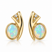 Australian Solid Opals 925 Gold Stud Earrings