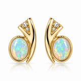 Australian Solid Opals 925 Gold Stud Earrings