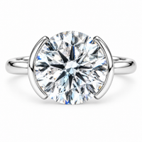 2.96ct Half Bezel Round Brilliant Lab Diamond Ring 14K White Gold