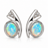 Australian Opal Coober Pedy White Opal 925 CZ Earrings