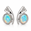 Australian Solid Opals 925 CZ Stud Earrings