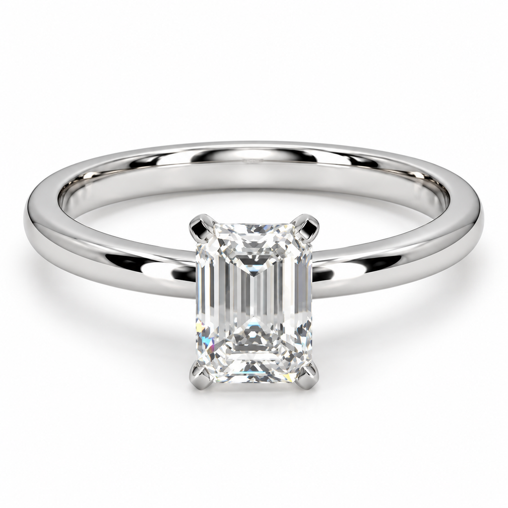 Lab Diamond 1ct Emerald Cut 14ct Engagement Ring