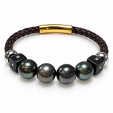 Mens / Unisex Tahitian Leather Plaited Bracelet