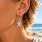 Australian Opal Coober Pedy White Opal 925 CZ Earrings