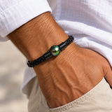 12mm South Sea Mens Leather Pearl Bracelet