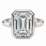 5.98ct Bezel Set Emerald Cut Lab Grown diamond Solitaire Ring