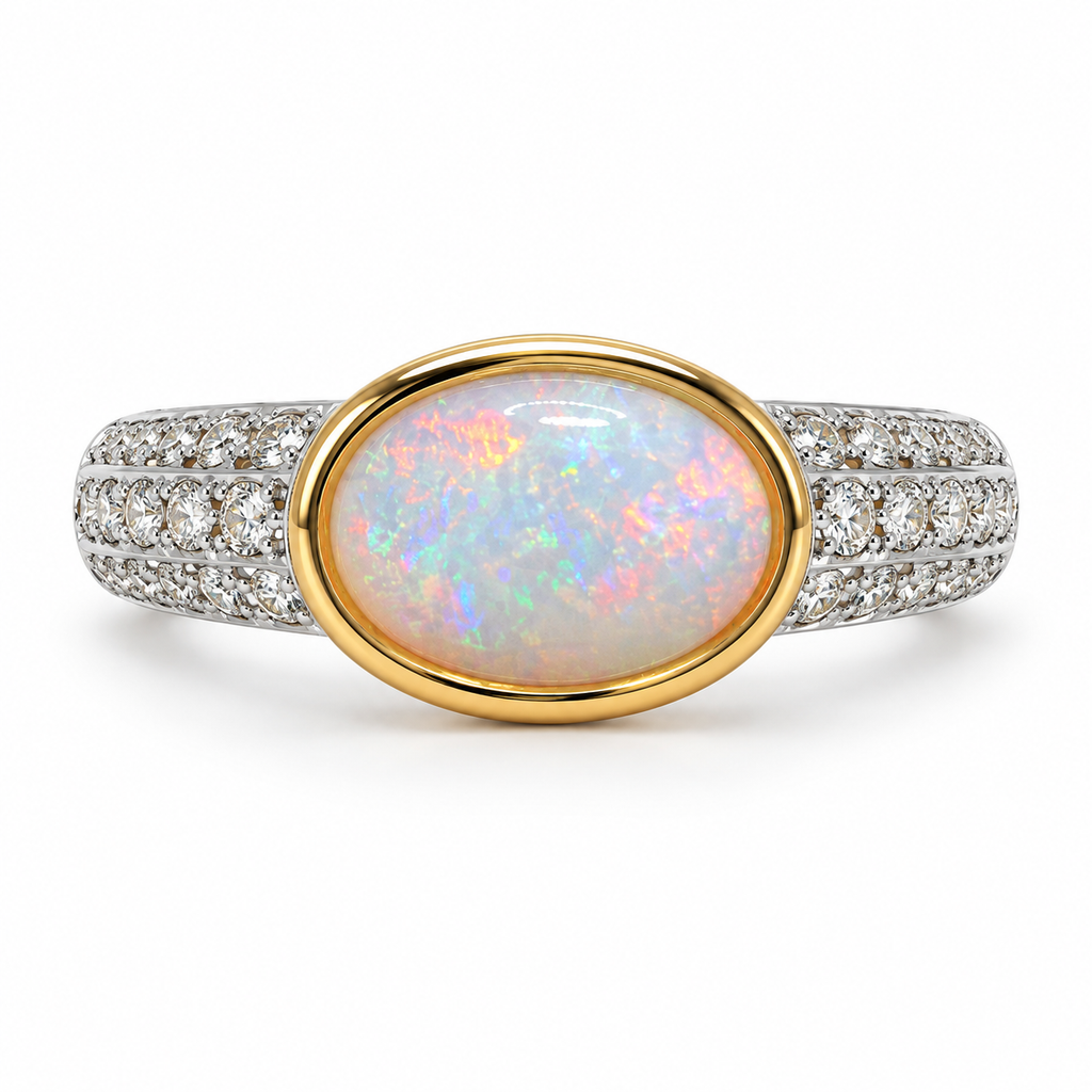 Australian White Opal Gold Ring