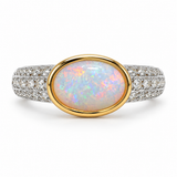 Australian White Opal Gold Ring