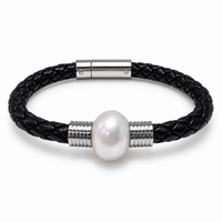 Cultured Pearl Leather Plaited Bracelet