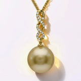 Golden South Sea Pearl 18ct Trinity Diamond Pendant